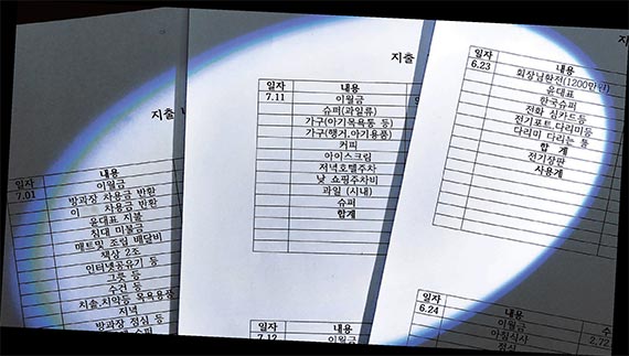 특검이 입수한 입출금 내역서에 최순실씨는 ‘회장님’으로 기록돼 있다. 이 문건에는 정유라씨의 아이를 위해 구입한 것으로 보이는 아기 용품과 최씨 모녀가 독일에 정착할 때 필요했던 각종 생필품 구입 내역이 적혀 있다.