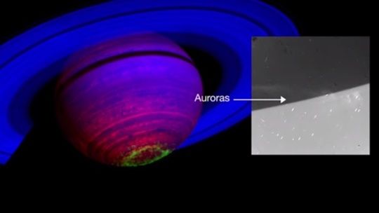 카시니 우주선이 토성의 오로라 모습을 포착했다. (사진=NASA)
