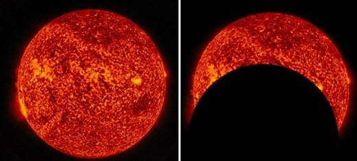 지난해 11월 NASA의 태양활동관측위성(SDO)이 촬영한 우주에서 본 부분일식