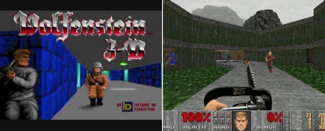 FPS 장르를 확립한 '울펜슈타인 3D'(왼쪽)와 '둠'(오른쪽)