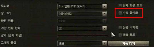 수직 동기화 옵션