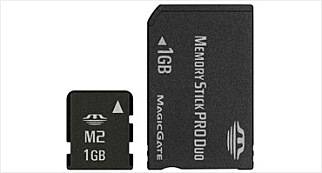 메모리 스틱 마이크로(M2, 좌) 메모리 스틱 듀오(우).