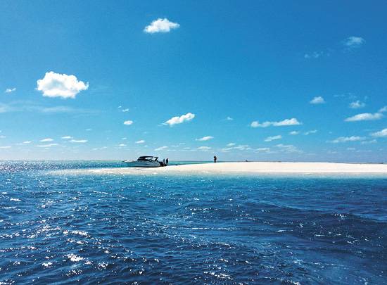 뉴칼레도니아 일데팽에서 보트를 타고 30여 분 정도 달리면 무인도 노캉위섬이 신기루처럼 모습을 드러낸다. 하얀 모래사장에서 바라본 바다의 물빛은 옅은 하늘색부터 짙은 남색까지 다양하게 펼쳐진다.
