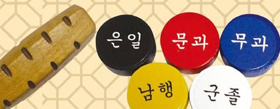 [승경도 놀이는 주사위인 윤목을 굴려 5개의 말을 움직이며 높은 관직을 차지하는 사람이 이기는 게임이다. 윤목 대신 윷을 사용할 수 있다.]