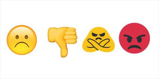 부정적인 이모티콘들