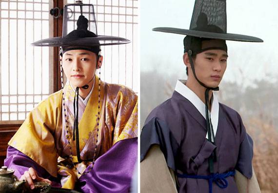 드라마 ‘성균관 스캔들’의 송중기(왼쪽)와 ‘별에서 온 그대’의 김수현. 두 사람이 입은 한복을 이서윤씨가 제작했다.