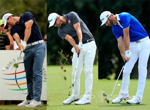 로리 매킬로이(북아일랜드)와 애덤 스콧(호주), 더스틴 존슨(미국)이 6일(한국시간) 미국 플로리다주 마이애미의 트럼프 내셔널 도랄 블루몬스터TPC에서 열린 월드골프챔피언십(WGC) 캐딜락 챔피언십 3라운드에서 선두권에 나서며 최종라운드에서 접전을 예고했다. ⓒAFPBBNews = News1