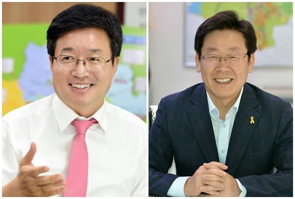 염태영 수원시장(왼쪽)과 이재명 성남시장.