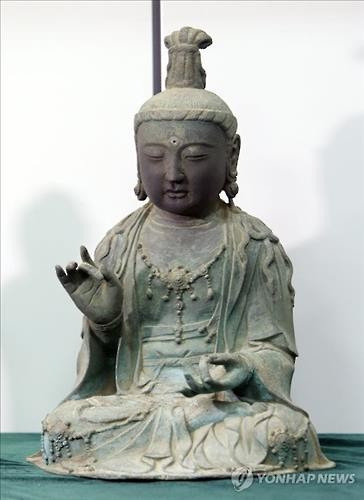 일본 쓰시마 간논지에 있던 관세음보살좌상(觀世音普薩坐像)<< 연합뉴스 자료사진 >>