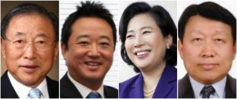 왼쪽부터 조석래 효성 회장, 이웅열 코오롱그룹 회장, 현정은 현대그룹 회장, 고재호 전 대우조선해양 사장/조선일보DB