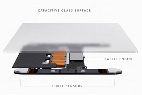 이에 따르면 애플은 지난 해 9월 28일 물리적 키보드를 없애는 대신 포스터치와 비슷한 포스센스입력 기술 · 햅틱기술을 사용한 터치패드 노트북 입력장치 특허를 출원했다.사진=애플