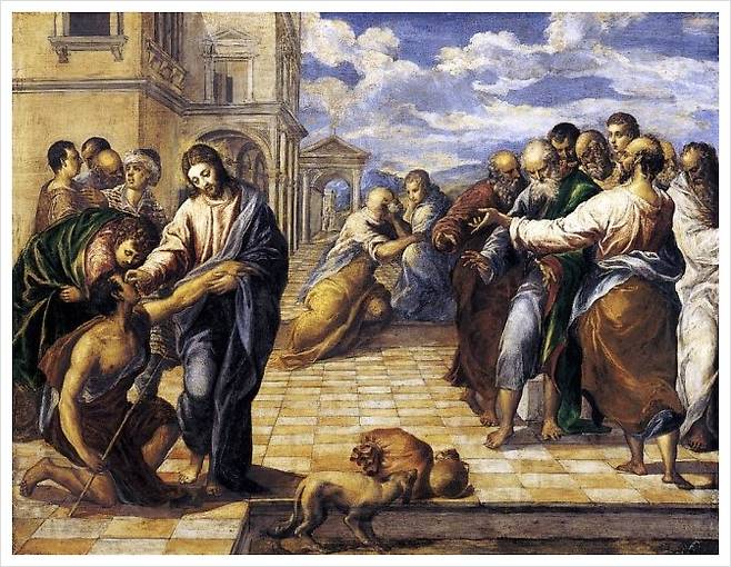 엘 그레코가 1570년경에 그린 ‘눈 먼 자를 치유하는 그리스도’. 드레스덴 국립미술관 소장.