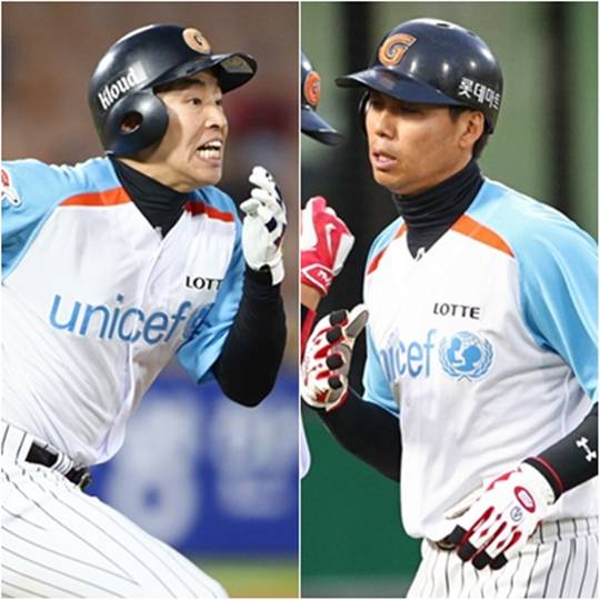 롯데 자이언츠 테이블세터 손아섭(왼쪽)과 김문호. /사진=롯데 자이언츠 제공