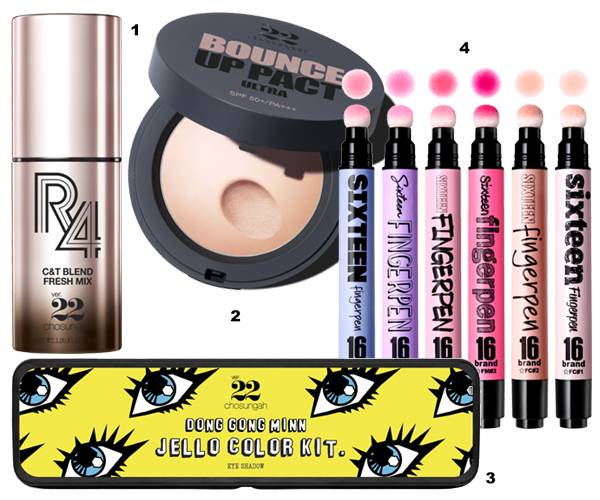 1. 조성아 `씨앤티 블렌드 프레쉬 믹스 알포`2. 조성아 `바운스업 팩트 울트라 SPF50+ PA+++`3. 조성아 `젤로 컬러 키트 1호`4. 16브랜드 `16 핑거펜`