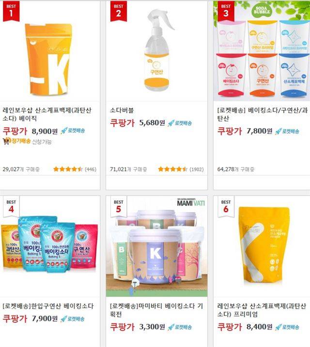 인터넷 쇼핑몰에서 판매하고 있는 '베이킹소다+구연산+과탄산소다' 3종세트. 쿠팡 홈페이지 캡쳐