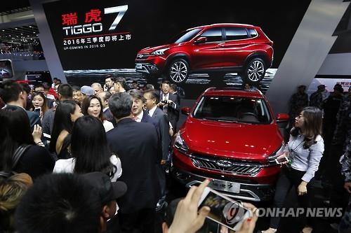 25일 베이징모터쇼에서 전시된 중국 자동차업체 체리의 SUV '티고'(AP=연합뉴스)