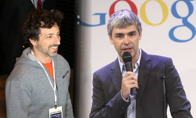 구글 창업자 세르게이 브린(왼쪽)과 래리 페이지는 지난해 10월 지주회사 알파벳으로 자리를 옮겨 다양한 신기술 개발에 도전하고 있다.