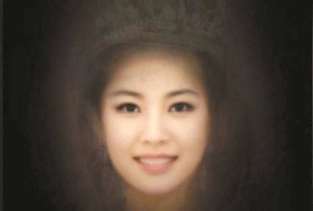 미스코리아 진 59명의 평균 얼굴. 사진 합성 어플리케이션을 이용해 각각의 사진을 같은 조건으로 합쳤다.