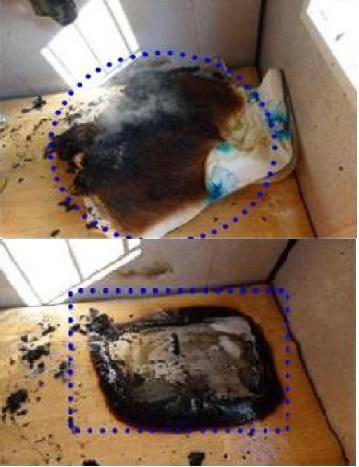 2014년 11월 세종시에서 발생한 천연라텍스 매트리스 화재. [제8회 전국 화재조사 우수사례 발표대회 논문에서 발췌]