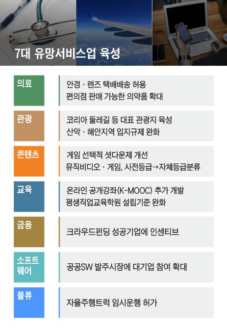 정부는 2020년까지 7대 유망서비스업을 육성하겠다고 밝혔다. / 그래픽=이진희 디자이너