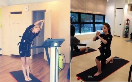 가수 루나와 배우 서지혜씨의 EMS 트레이닝 모습