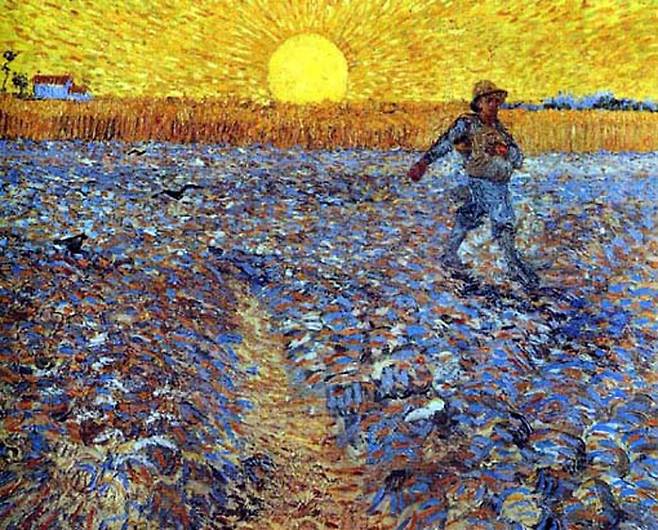 빈센트 반 고흐의 ‘씨 뿌리는 사람’. 작렬하는 태양과 먹이를 보고 날아온 새들이 보인다. 내가 품은 씨앗에서는 과연 싹이 틀까.