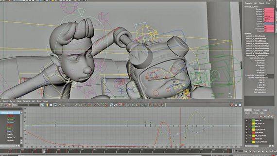 3 캐릭터의 이동 경로를 입력한 애니메이팅 화면.