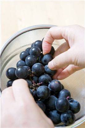 1. 포도는 씻어서 알알이 뗀다.