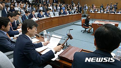 【서울=뉴시스】박주성 기자 = 조경태 기획재정위원장이 8일 오전 서울 여의도 국회에서 열린 조선·해운산업 구조조정 연석청문회를 개의하고 있다. 2016.09.08. park7691@newsis.com