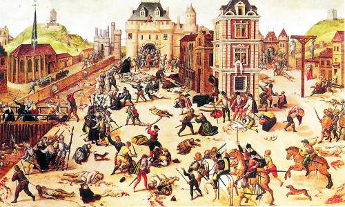 위그노 화가였던 프랑스와 뒤부아가 1572년 발표한 ‘성 바돌로매 축일 대학살’ 그림으로 당시 위그노 박해의 현장을 고스란히 담았다.