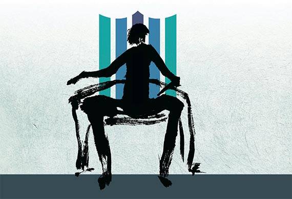 석창우 화백이 표현한 ‘검사’. 석 화백은 사고로 손을 잃어 의수로 그린다.