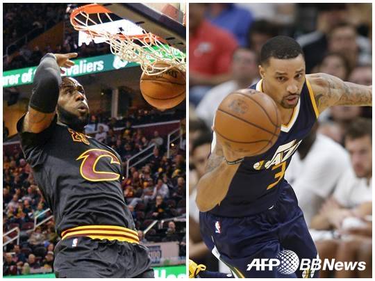르브론 제임스(왼쪽)과 조지 힐. /AFPBBNews=뉴스1