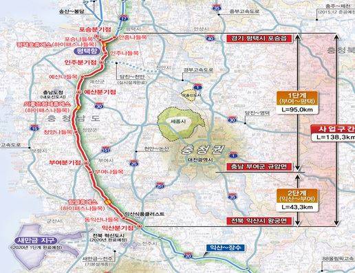 서부내륙고속도로 노선도