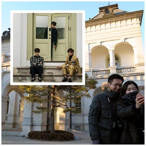 지난 10일 두 남녀가 tvN 드라마 '도깨비'에서 도깨비(공유)의 집으로 나오는 운현궁 양관을 배경으로 기념 촬영을 하고 있다. 최재명 인턴기자.화앤담픽처스 제공