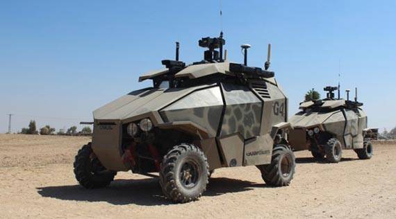 다목적 무인차량 정찰을 하고, 짐을 나르거나 부상병을 후송하고, 전투를 수행한다. 사람이 조종할 수 있고, 완전 자율주행도 가능하다. 사진은 이스라엘이 실전배치 한 다목적 무인차량 가디엄. [사진 IDF]