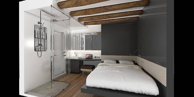 인천공항 교통센터 1층에 있는 초소형 호텔인 캡슐호텔 ‘다락 休(휴)’의 내부 모습. 사진=국토교통부