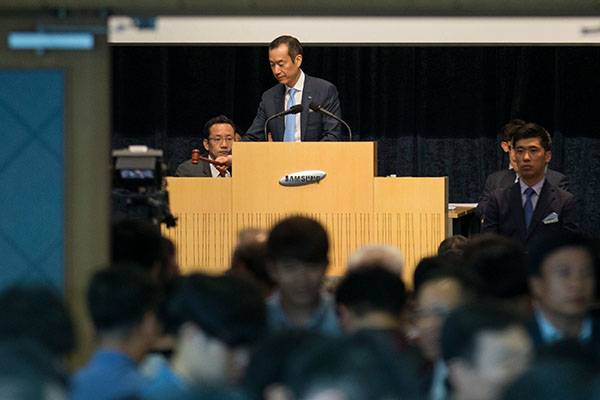 ⓒ사진공동취재단 2015년 7월17일 최치훈 삼성물산 건설부문 대표이사가 삼성물산과 제일모직 합병안 통과를 선언했다.