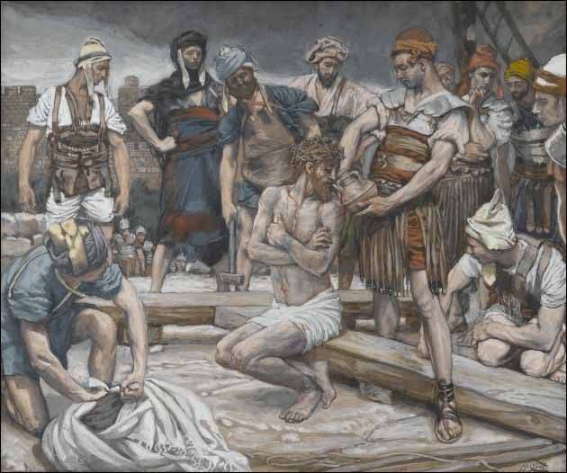 제임스 티소 작 ‘몰약과 담즙을 넣은 항아리’. 십자가에 못 박히기 직전 예수는 진통제인 몰약과 담즙의 맛을 잠깐 보고서 마시기를 거절했다.