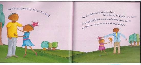 동성애를 옹호 조장하는 성평등교육이 실시된 후 영국에서 사용되는 초등학교 교과서. 아버지와 아들이 나오는데, 아들을 공주소년(Princess Boy)라고 지칭하고 있다.