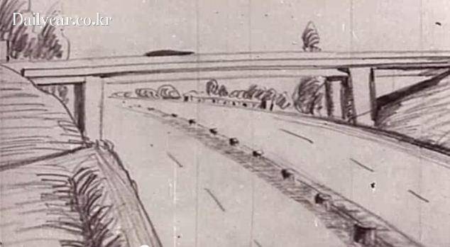 박정희 전 대통령의 경부고속도로 초기 구상 스케치