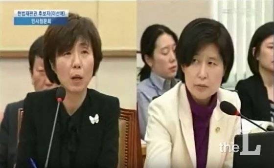 24일 국회 법사위 인사청문회에서 이선애 헌재 재판관 후보자에게 질의하는 백혜련 더불어민주당 의원./사진=국회방송 캡처