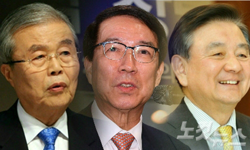 왼쪽부터 김종인 더불어민주당 전 대표, 정운찬 동반성장연구소 이사장, 홍석현 중앙일보·JTBC 전 회장. (사진=자료사진)
