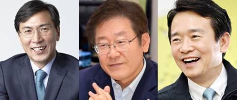 [사진설명=경선에서 탈락한 지방자치단체장은 일체의 선거운동이 금지된다. 사진은 좌측부터 더불어민주당의 안희정 충남지사, 이재명 성남시장, 바른정당의 남경필 경기지사]