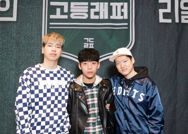 힙합 오디션 프로그램 ‘고등래퍼’에서 TOP3에 든 최하민(왼쪽부터)과 양홍원, 조원우. Mnet 제공