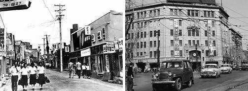 1960년대 서울의 풍경을 상징적으로 보여주는 인사동과 화신백화점 인근의 모습. 60년대 서울은 김승옥 소설의 배경이자 주제, 그리고 주인공이었다. 필자 제공