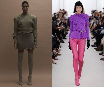 삭스 부츠를 선보인 이지의 2016 F/W 컬렉션, 바지와 하이힐이 결합된 레깅스 부츠를 선보인 발렌시아가  2017 S/S 컬렉션/사진=각 브랜드