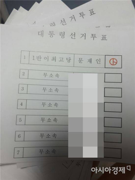 학생들이 만든 대통령 선거투표지