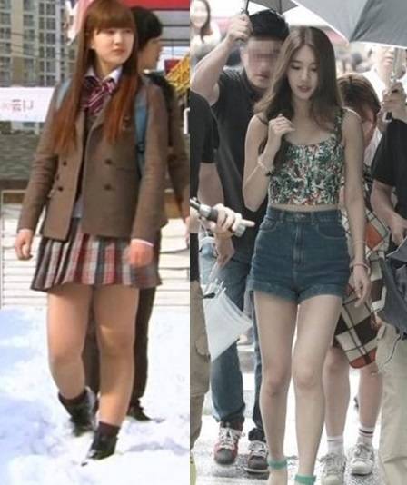수지 다이어트 전(왼쪽)과 후. [사진 온라인 커뮤니티]