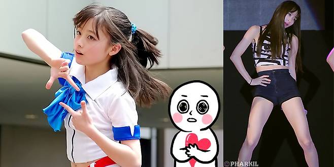 일본 아이돌 하시모토 칸나를 일약 전국구 아이돌로 만든 `기적의 한장`(왼쪽)과 역주행 신화를 새로 쓴 EXID의 직캠 영상.