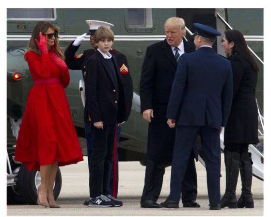 2017년 3월 트럼프 대통령 가족. [풋웨어뉴스 홈페이지 캡처]